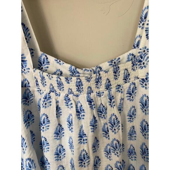 LAKE Hamptons Cotton Gauze Nightgown Corolina in Blue Batik Blue White XL - Picture 6 of 9